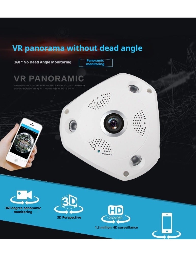 VR Panoramic Triangle High-Definition Panoramic Camera CCTV Camera With 360 °Panoramic Monitoring Without Blind Spots Security Camera Home Camera Ceiling or Walls HD 1080P Night Vision Motion Detector & Two-Way Audio for Front-Door Home Business