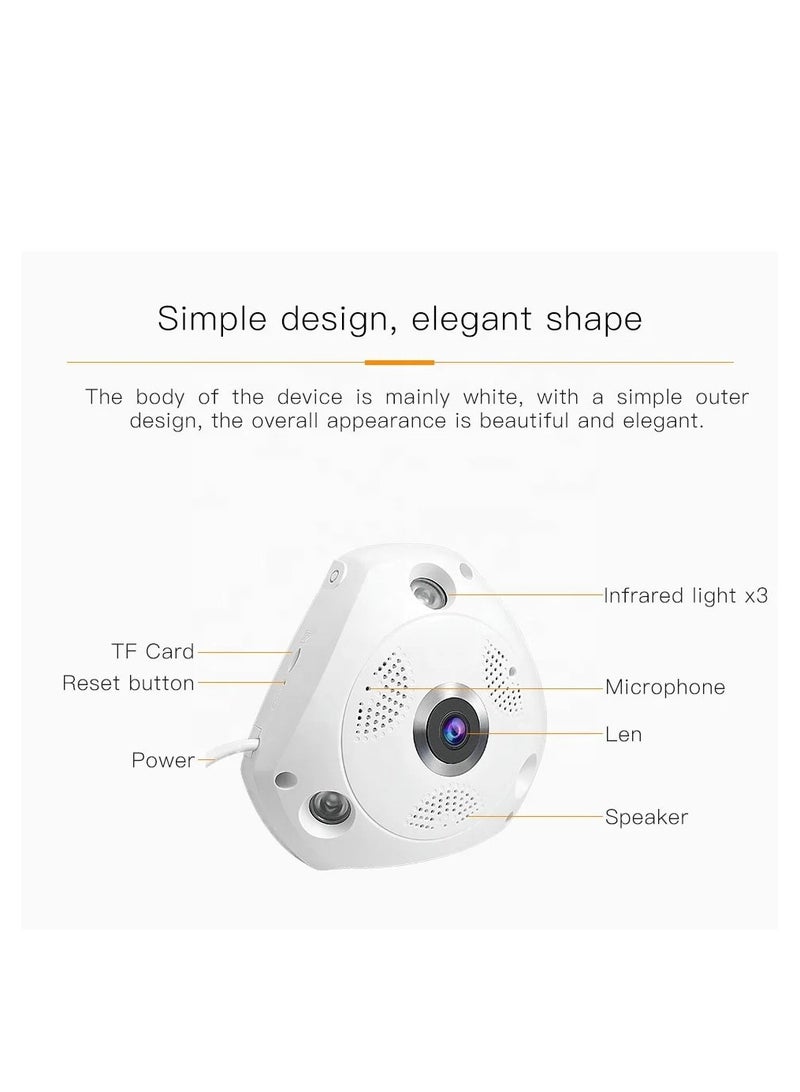 VR Panoramic Triangle High-Definition Panoramic Camera CCTV Camera With 360 °Panoramic Monitoring Without Blind Spots Security Camera Home Camera Ceiling or Walls HD 1080P Night Vision Motion Detector & Two-Way Audio for Front-Door Home Business