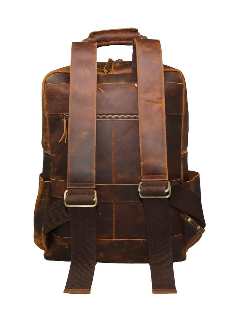 Genuine Leather laptop backpack rucksack multipocket computer bag for men