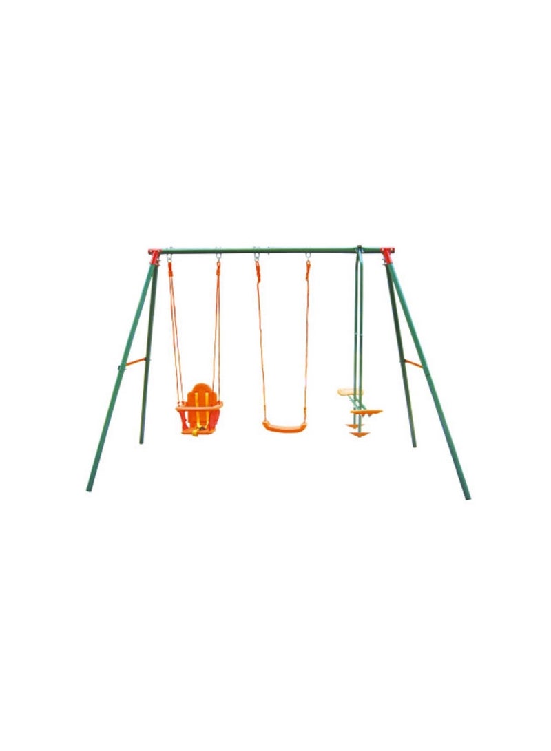 Outdoor Steel Swing Set With 3 Seats