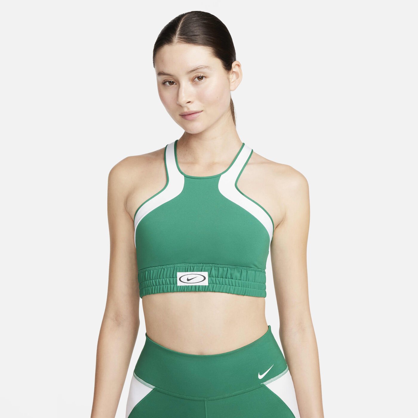 Women's High-Neck Medium-Support Colour-Block Sports Bra