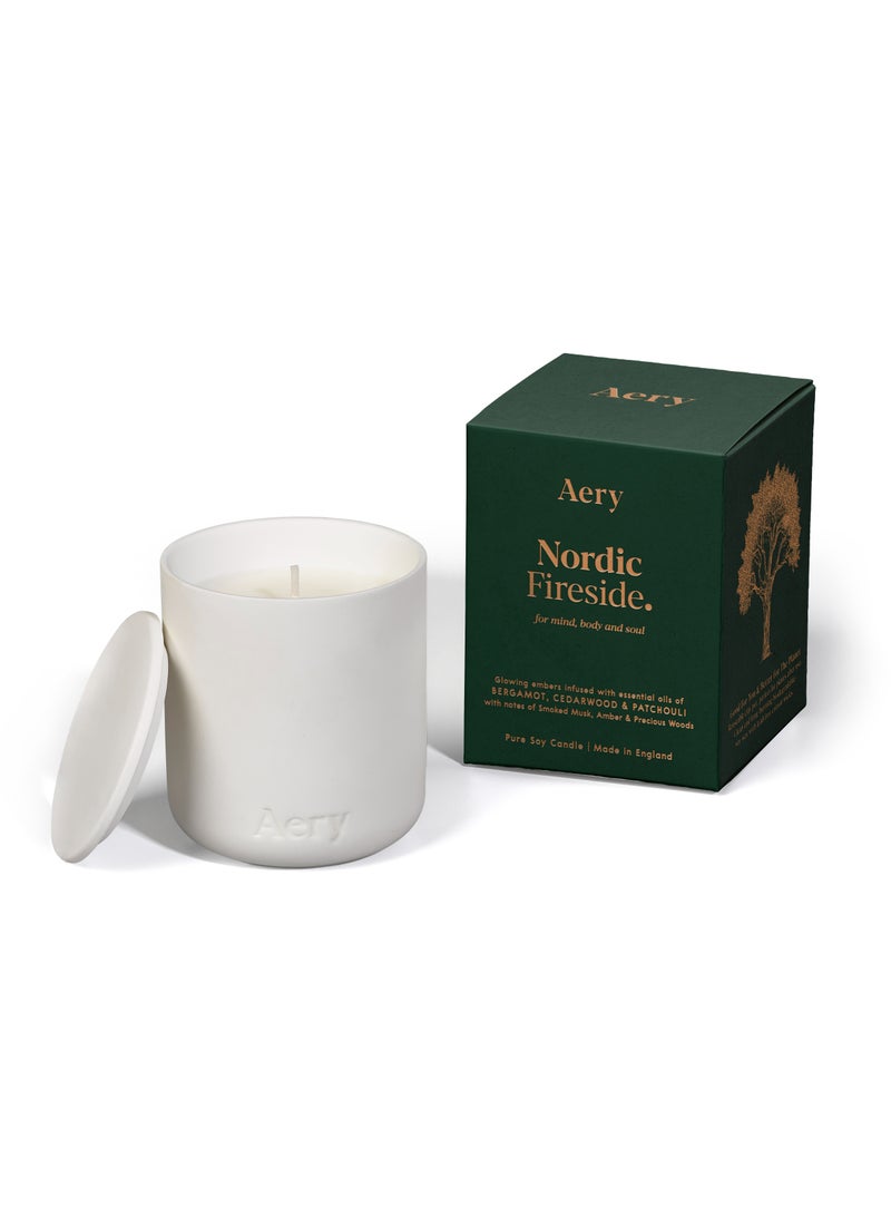 Nordic Fireside Matte Ceramic Candle with Lid