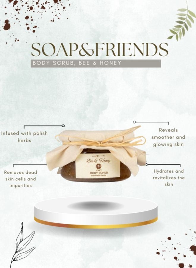 Honey Face Cream, Lip Balm, Soap Bar & Body Scrub Gift Set by Soap&Friends, set of 4
