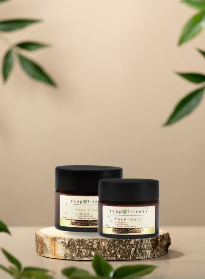 Argan & Goat Milk Face Cream & Face Mask Gift Set, set of 2