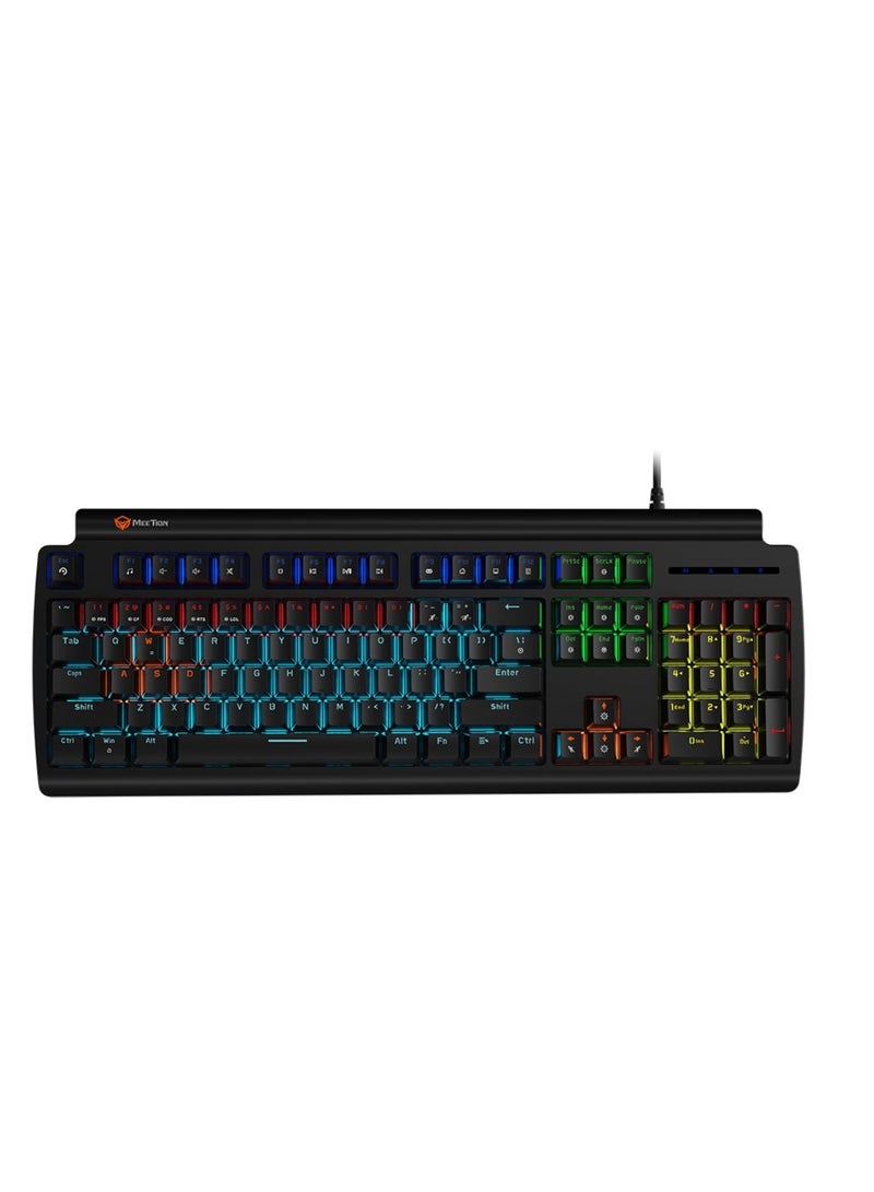 MT-MK600MX Gaming Keyboard 12 Multimedia Shortcuts Keys With True Mechanical Fixed Shaft LED Backlight Brightness Adjustable Wired Anti-Ghosting Mechanical Keyboard For Windows And Mac Black