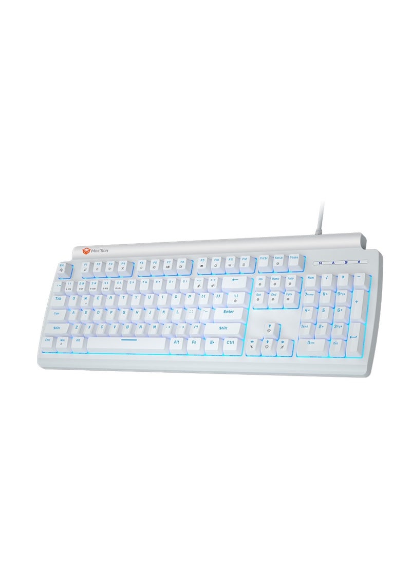 MT-MK600MX Gaming Keyboard 12 Multimedia Shortcuts Keys With True Mechanical Fixed Shaft LED Backlight Brightness Adjustable Wired Anti-Ghosting Mechanical Keyboard For Windows And Mac White