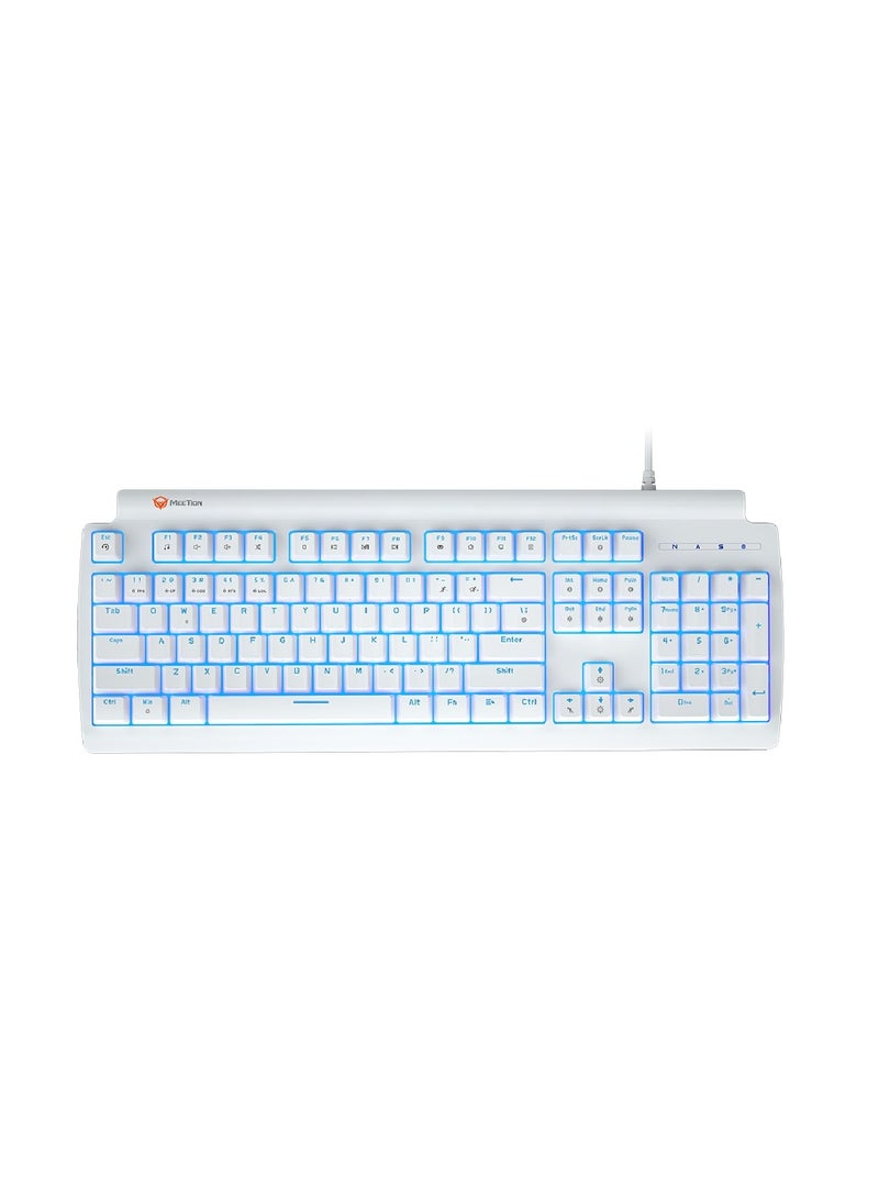 MT-MK600MX Gaming Keyboard 12 Multimedia Shortcuts Keys With True Mechanical Fixed Shaft LED Backlight Brightness Adjustable Wired Anti-Ghosting Mechanical Keyboard For Windows And Mac White