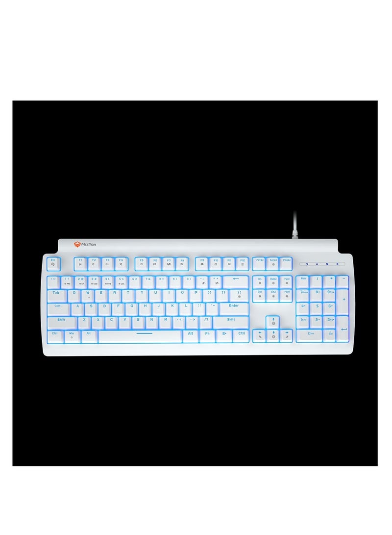 MT-MK600MX Gaming Keyboard 12 Multimedia Shortcuts Keys With True Mechanical Fixed Shaft LED Backlight Brightness Adjustable Wired Anti-Ghosting Mechanical Keyboard For Windows And Mac White