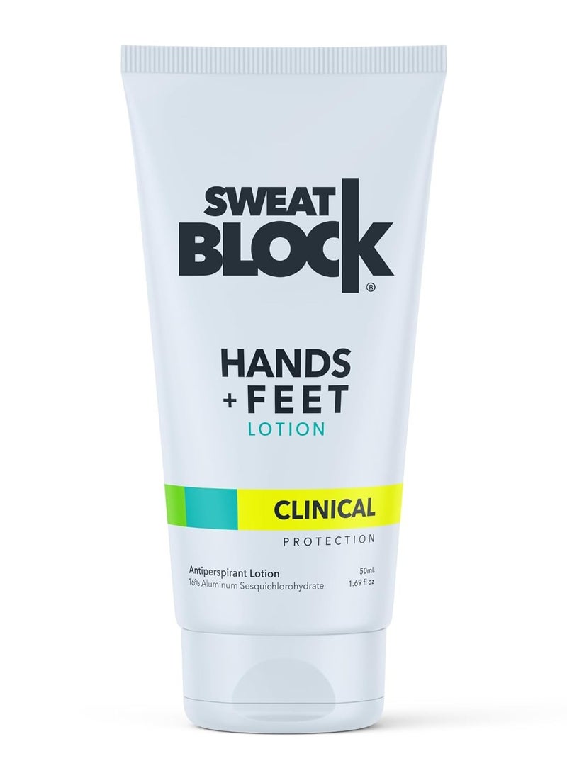 SweatBlock Antiperspirant Lotion for Hands & Feet - CLINICAL STRENGTH for Men & Women - Hyperhidrosis Aid to Stop Excessive Sweating - Reduces Foot Odor - Moisturizing w/ Aloe - Travel Size 1.69 fl oz