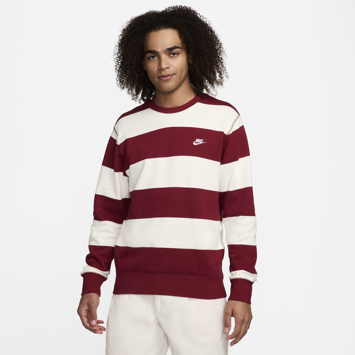 Men's Club Fleece Striped Heavyweight Crew