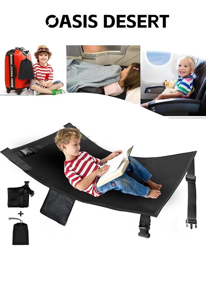 Airplane Bed for Toddler, Toddler Aircraft Bed Child Seat Extender Portable Toddler Travel Bed Aircraft Leg Rest Child Lying Down Baby Travel Essentials Flight Sleep (Black)