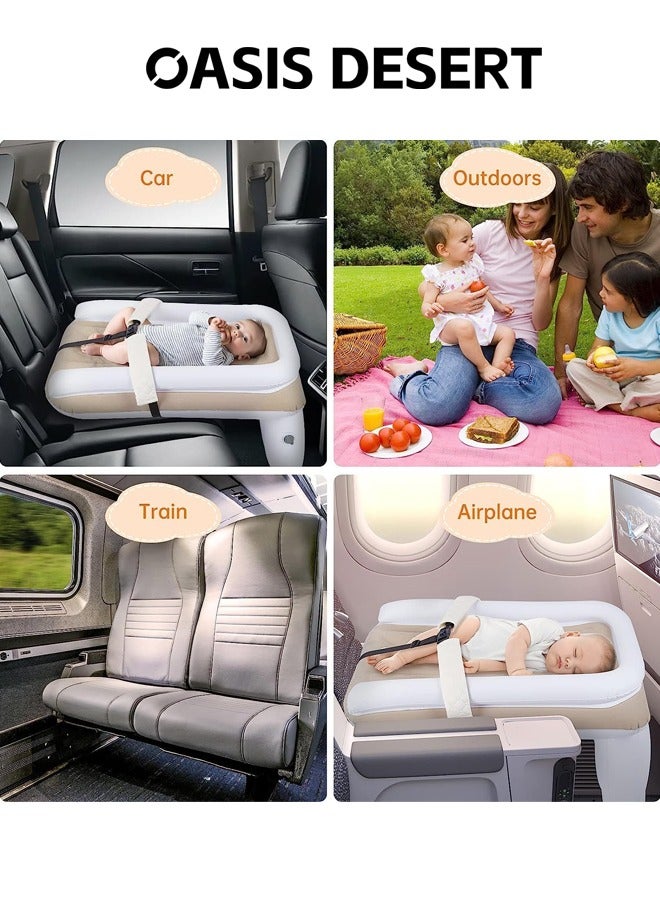 Inflatable Airplane Bed for Kids,Baby Travel Plane Bed with Hand Pump, Kids Bed Fits Most Airplane Seats, Car Seat for Convenient Toddler Travel, Seat Belt and Carry Bag