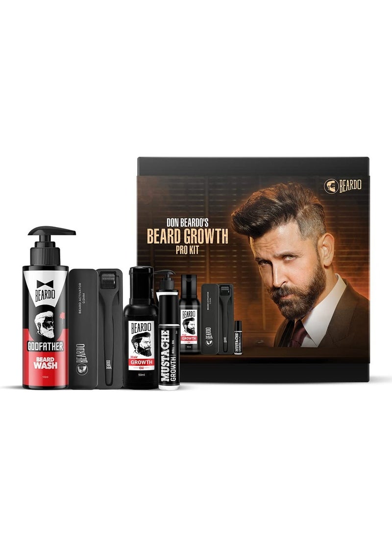 BEARDO Don's Beard Growth Pro Kit for Men | Complete Beard Growth & Grooming Kit | Ideal Gift Set for Men | Gift for Brother | Beard Care Starter Kit