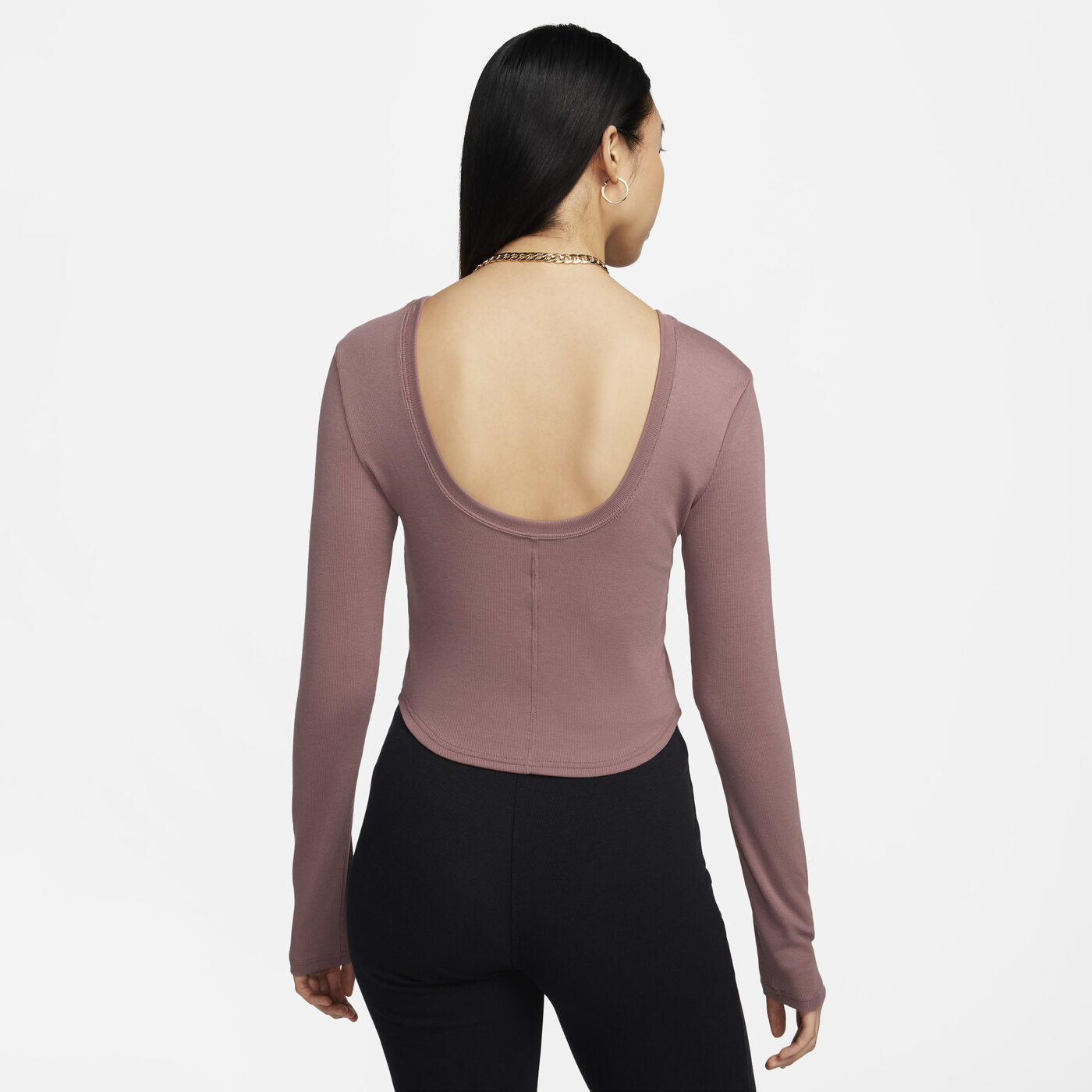 Women's Sportswear Chill Scoop-Back Long-Sleeve Mini-Rib Top