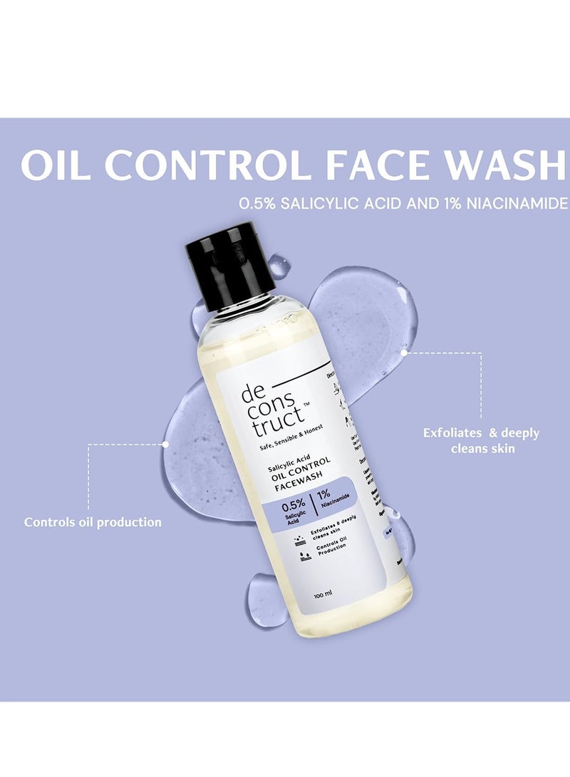 Deconstruct Oily Skin Essentials: Salicylic Oil Control Face Wash Cleanser & Gel Sunscreen