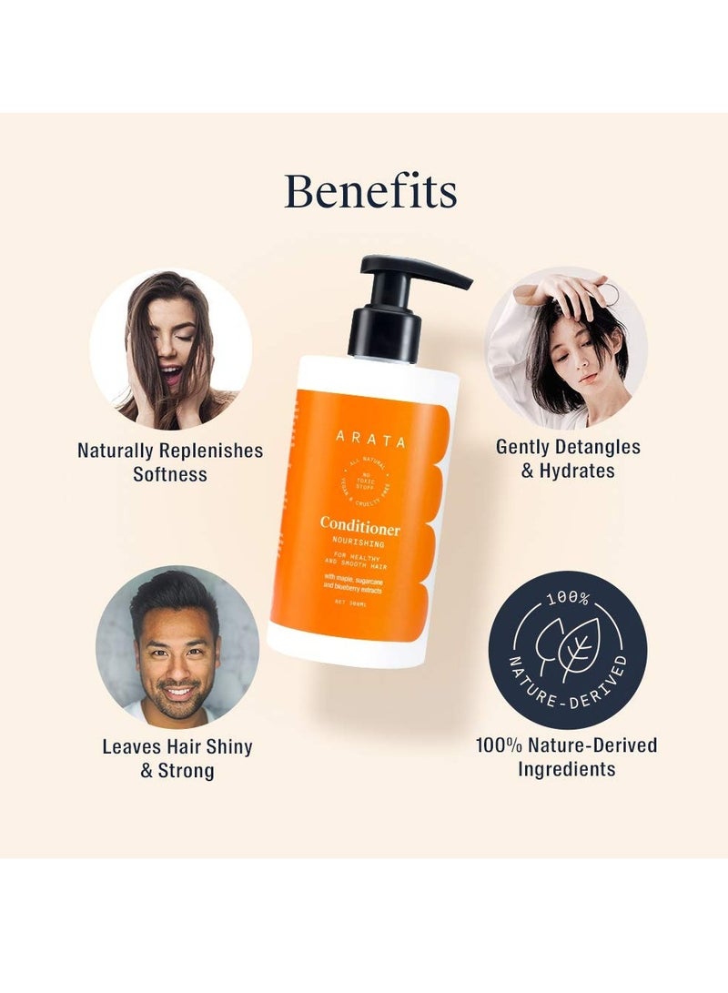 Arata Paraben & Silicon Free Hair Conditioner | Healthy & Smooth Hair | With Maple, Sugarcane & Blueberry Extracts | Vegan & Cruelty-Free | For Women & Men | 300ML