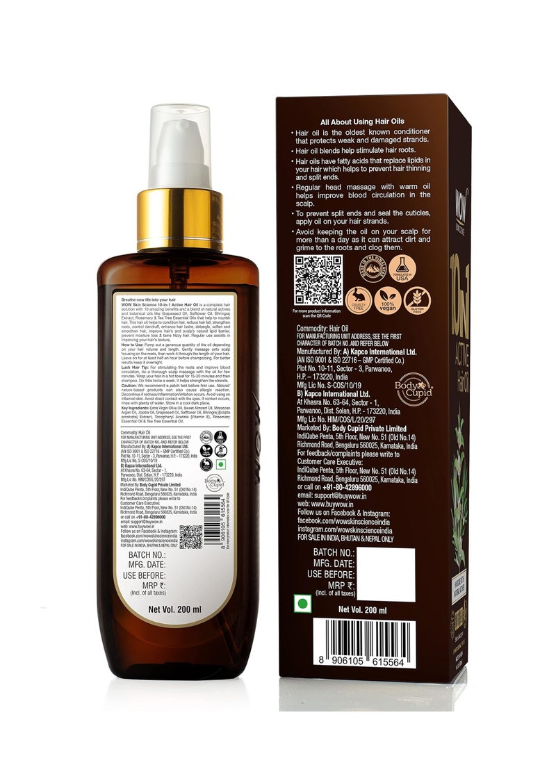 WOW Skin Science 10-in-1 Active Hair Oil - 200 ml