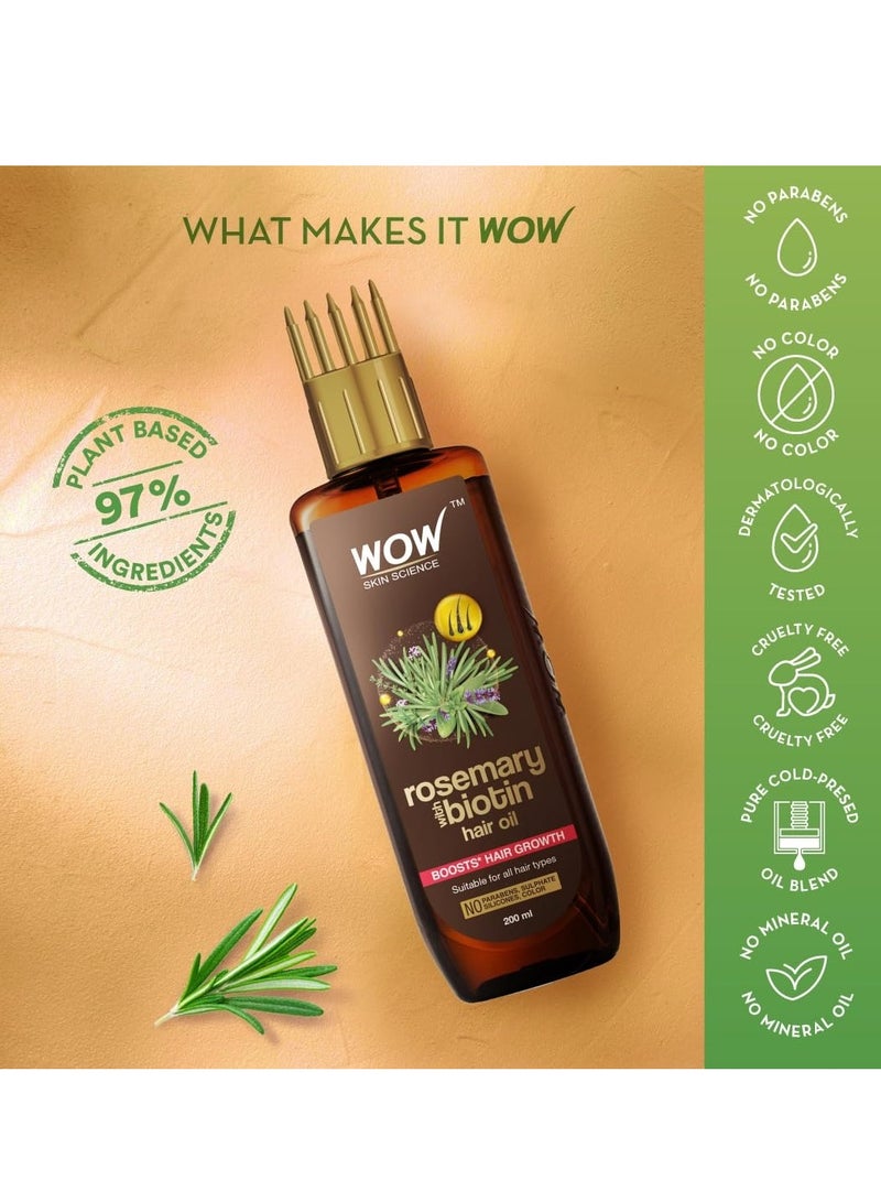 WOW Skin Science Rosemary with Biotin Hair Growth Oil | Stimulates New Hair Growth | Controls Hair Fall & Reduces Hair Breakage | Gives Healthy Hair