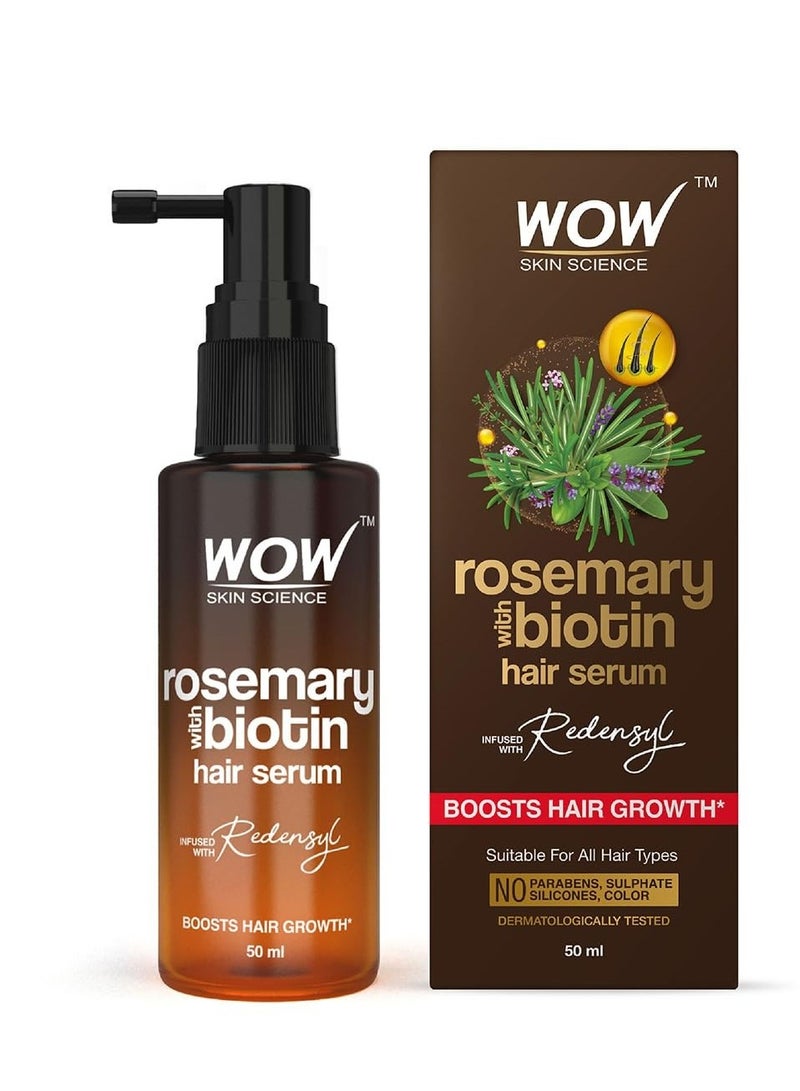 WOW Skin Science Rosemary & Biotin Hair Serum | Strengthens Weak Hair | Adds Volume | Revitalizes Hair | 50ml