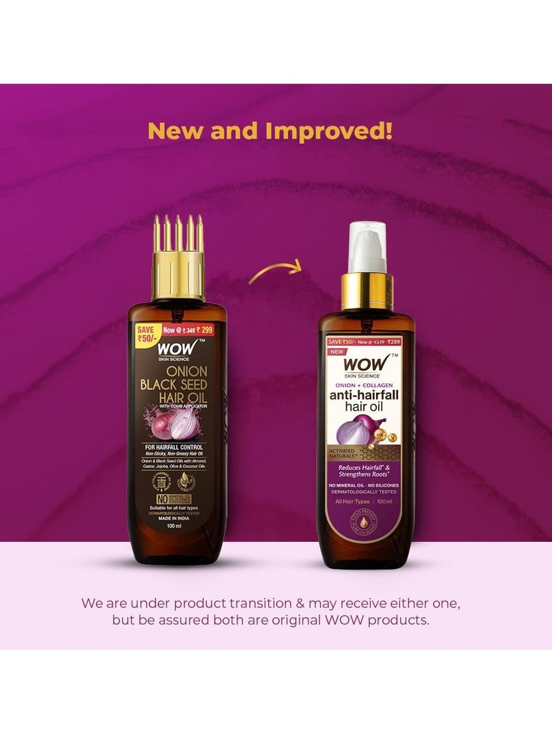 WOW Skin Science Onion Black Seed Hair Oil with Comb - 100mL