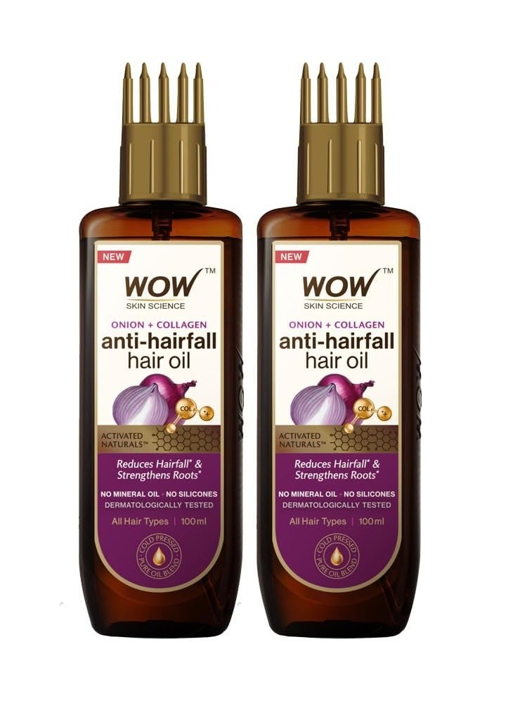 WOW Skin Science Onion Hair Oil |for Hair Growth and Hair Fall Control| With Black Seed Oil Extracts|200 ml|Pack of 2