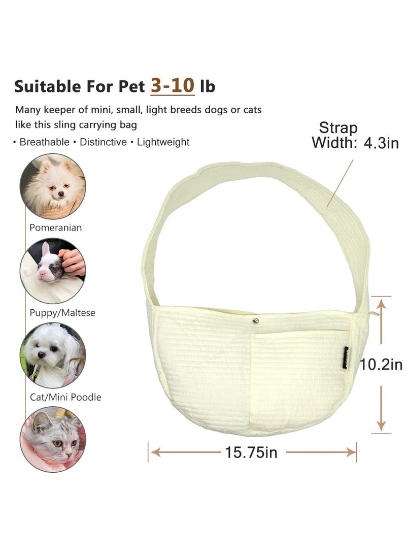 Adjustable Pet Carrier Backpack for Small Dogs & Cats - Breathable, Hands-Free Sling for Outdoor Travel, Max Load 5lbs, White Canvas