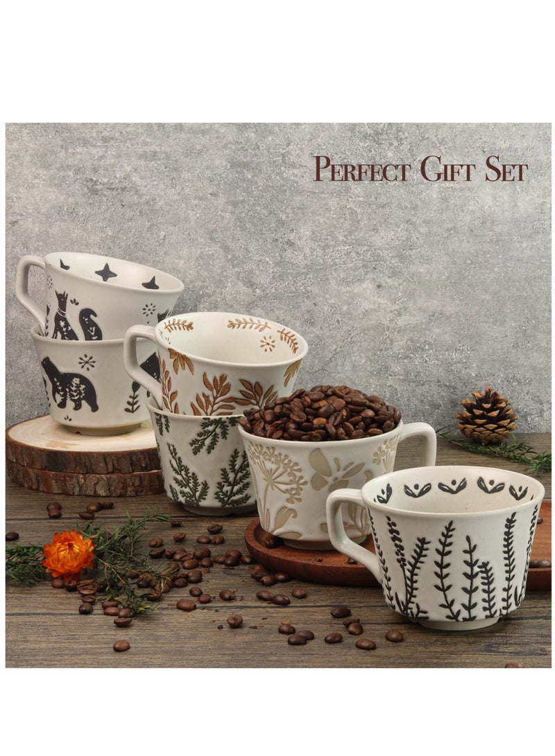 Ceramic Coffee Mug, Set Of 2 11 oz Novelty Unique Tea Cups With Big Handle, Couple Mugs For Mocha Latte Cappuccino Espresso, Best Gifts For Women And Men, Fox And Bear