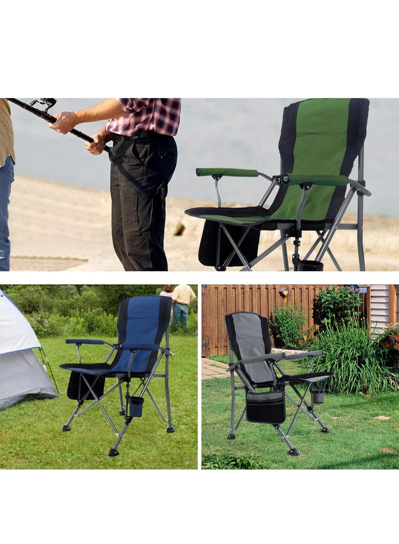 Premium Foldable Camping Chair With Cup Holder, Storage Pouches, Heavy-Duty And Comfortable Design | Supports Up To 150 Kg | Trip Chair,Camping,Gardening,Fishing,Travel,Picnic And Festivals (Blue)