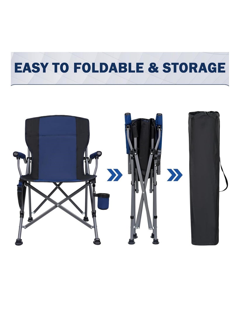 Premium Foldable Camping Chair With Cup Holder, Storage Pouches, Heavy-Duty And Comfortable Design | Supports Up To 150 Kg | Trip Chair,Camping,Gardening,Fishing,Travel,Picnic And Festivals (Blue)