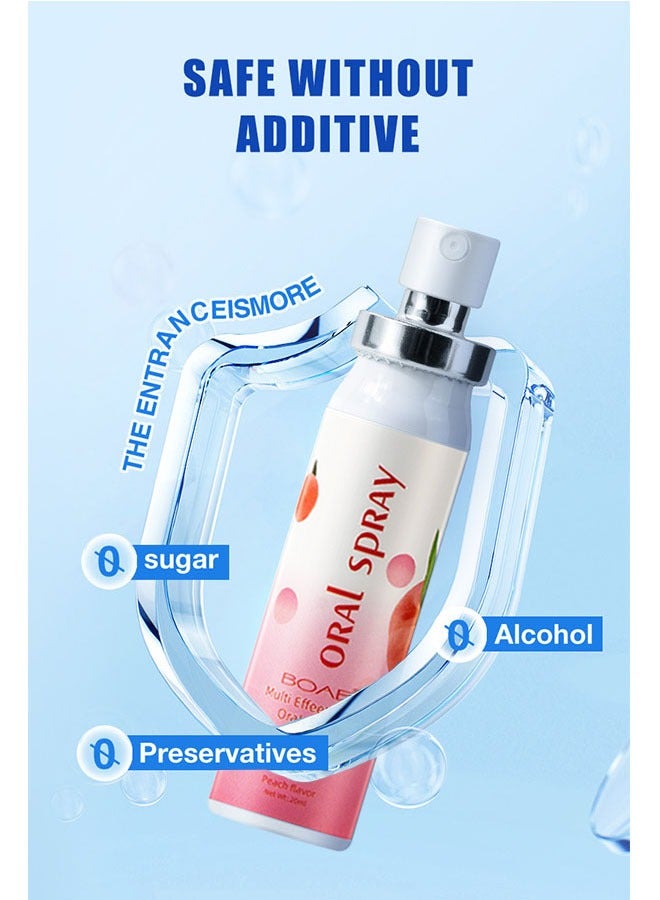 Multi Effeet Fresh Oral Spray 20ml, Bad Breath Treatment for Adults, White Peach Flavor Mouth Freshener, Effective Puriping Oral Air, Breath Freshener Spray, Oral Care Spray, Mouth Healthy Care