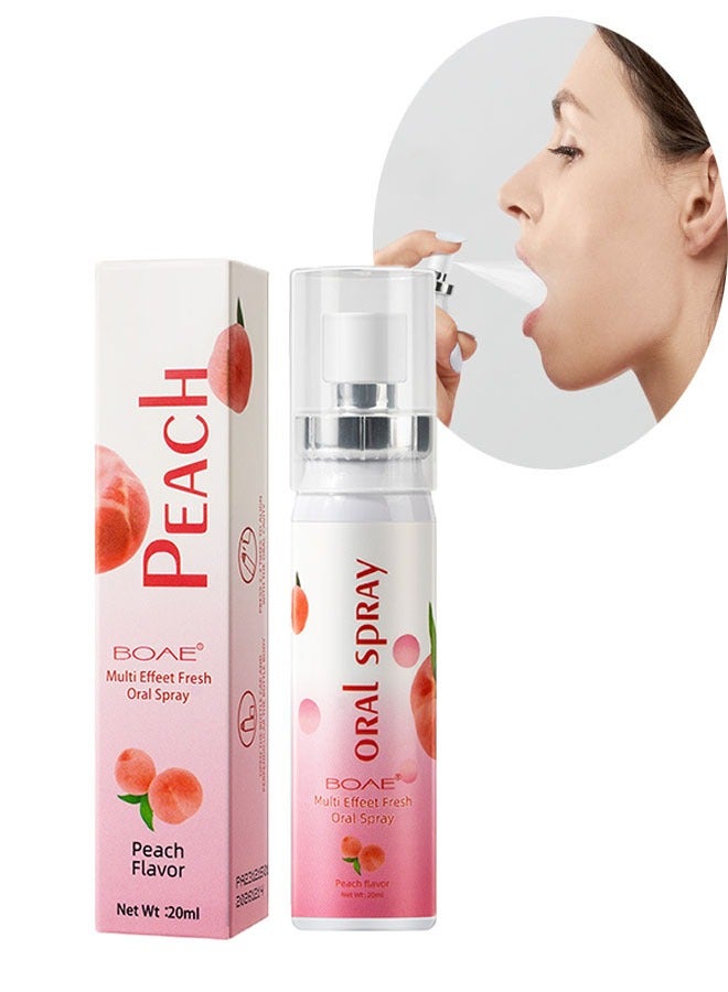 Multi Effeet Fresh Oral Spray 20ml, Bad Breath Treatment for Adults, White Peach Flavor Mouth Freshener, Effective Puriping Oral Air, Breath Freshener Spray, Oral Care Spray, Mouth Healthy Care