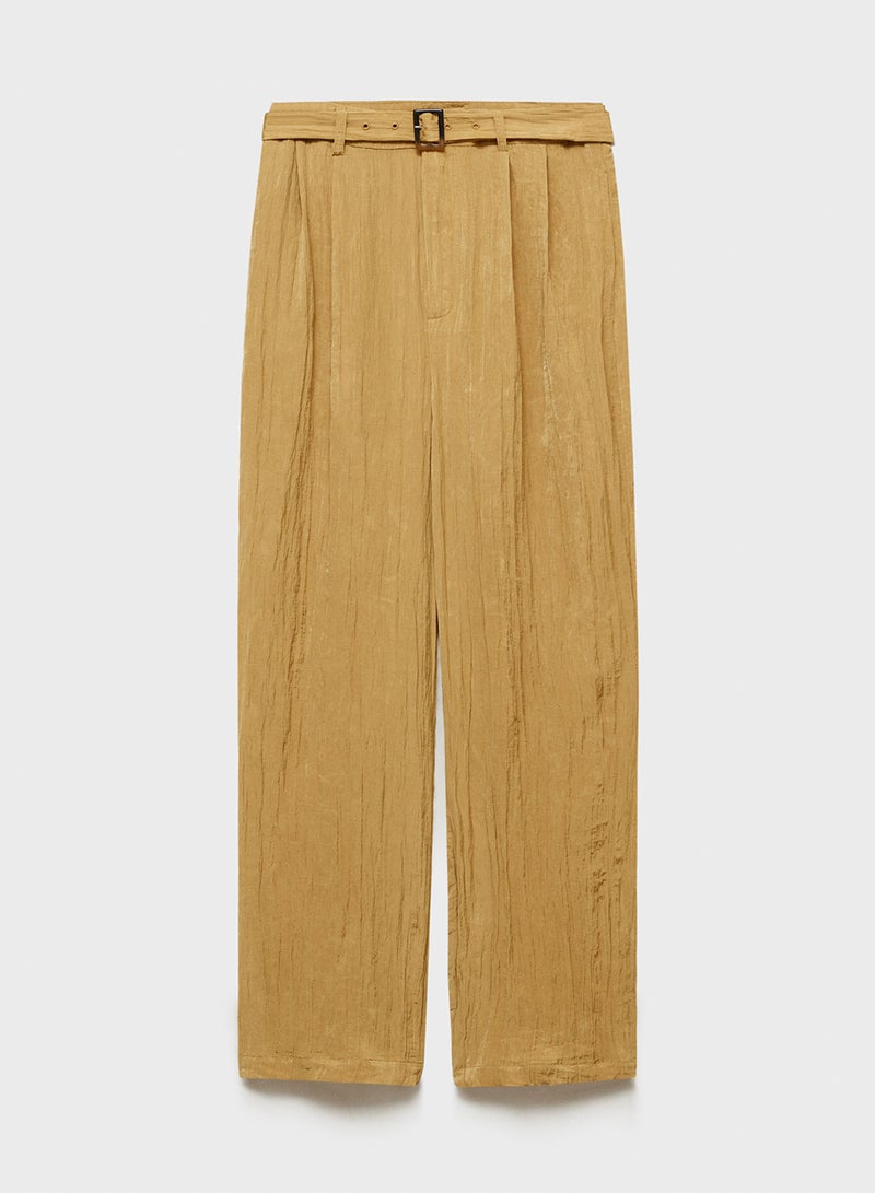 Textured Trousers With Belt