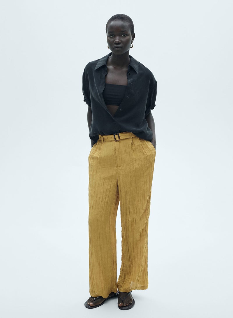 Textured Trousers With Belt