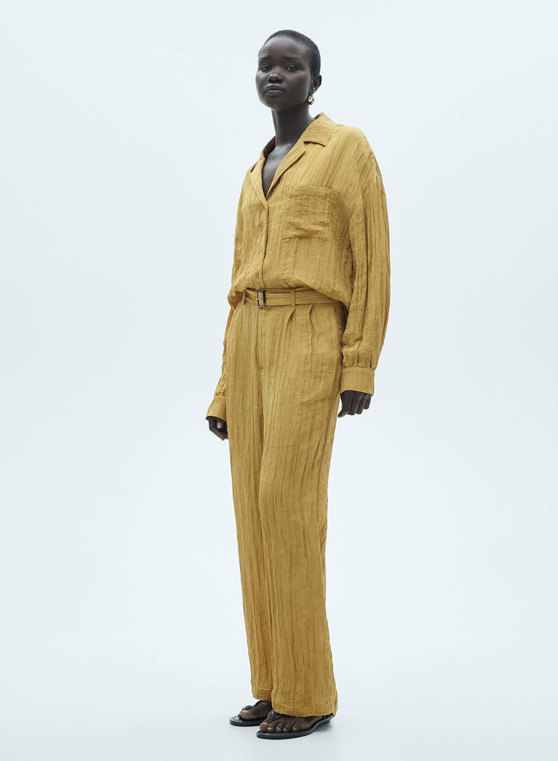 Textured Trousers With Belt