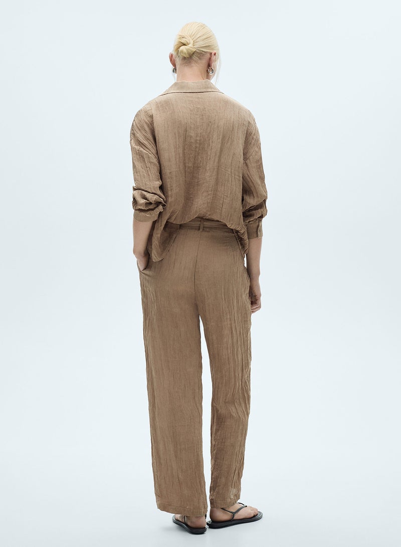 Textured Trousers With Belt