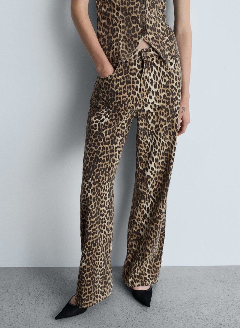 Leo Straight-Fit Leopard-Print Jeans