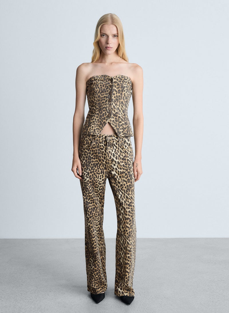 Leo Straight-Fit Leopard-Print Jeans