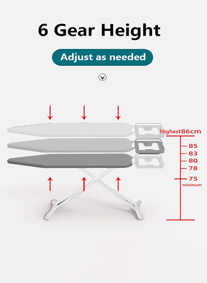 Ironing Board Heat Resistant Cover Ironing Board Non-Slip Folding Adjustable Height (31 * 86 * 110CM) Gray，White