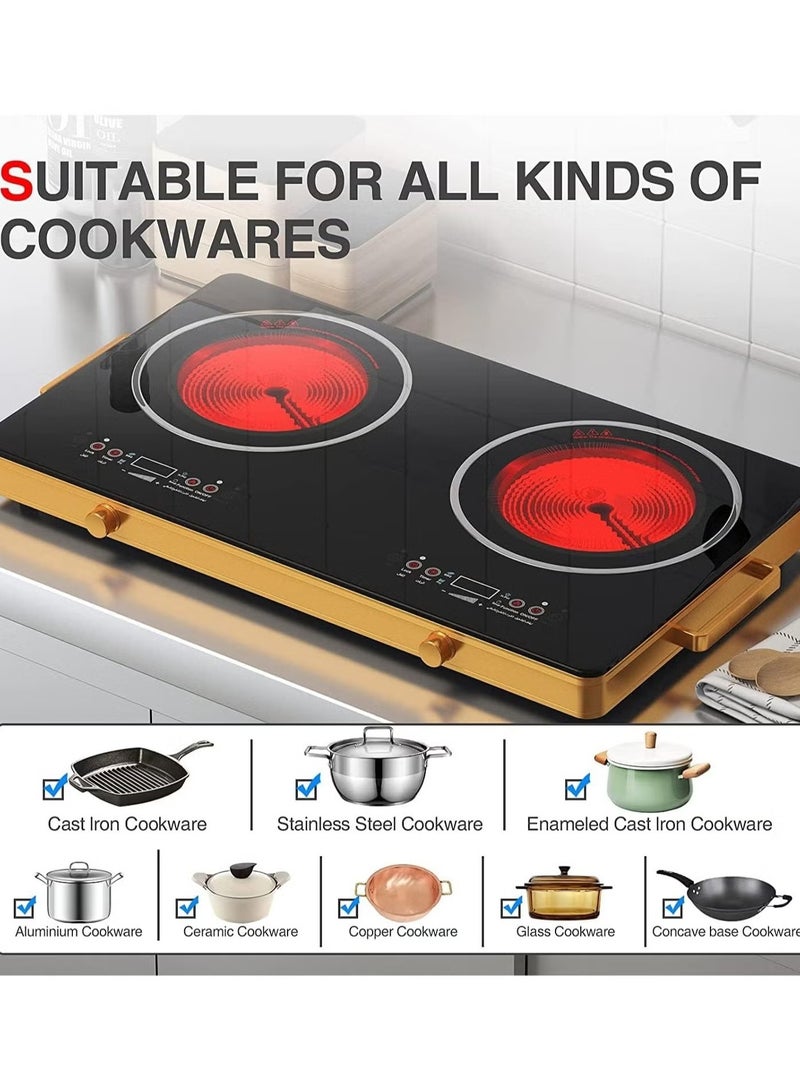 Dual Head Electric Ceramic Stove 3500W Intelligent Timed Heating Aluminium Iron Ceremic Cookware Dual Stove