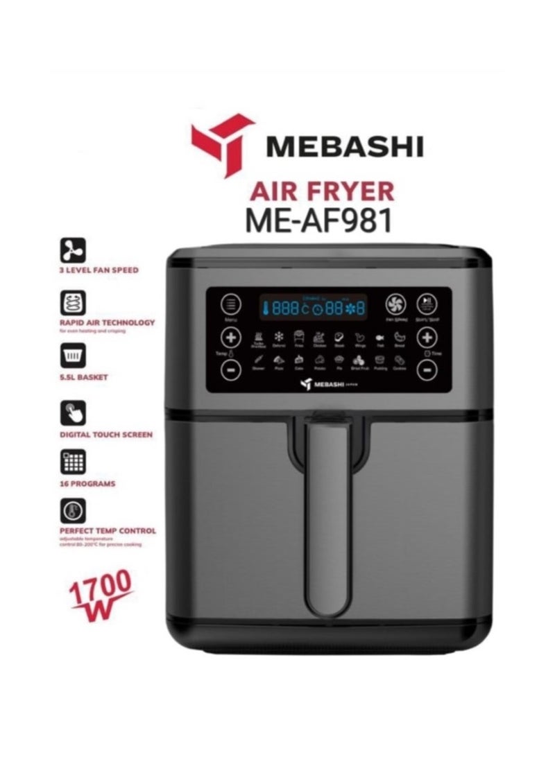 Mebashi Air Fryer 5.5L 1700W