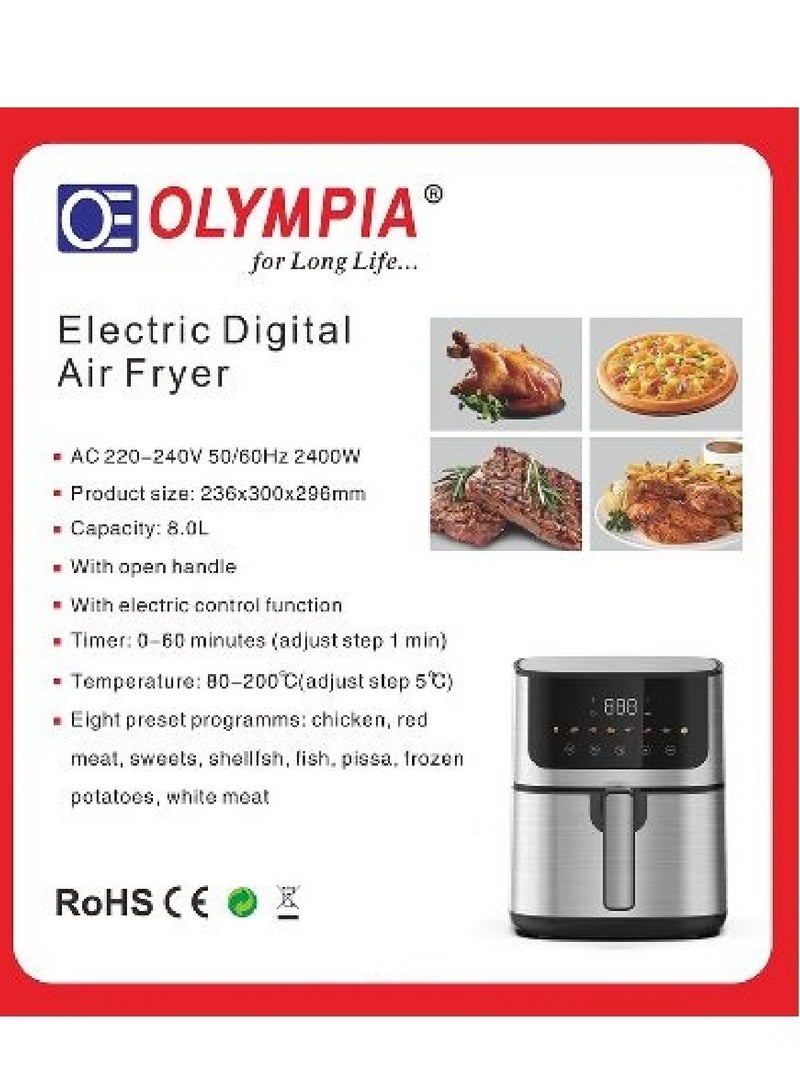 Electric Digital Air Fryer 8 Ltr 2400 W