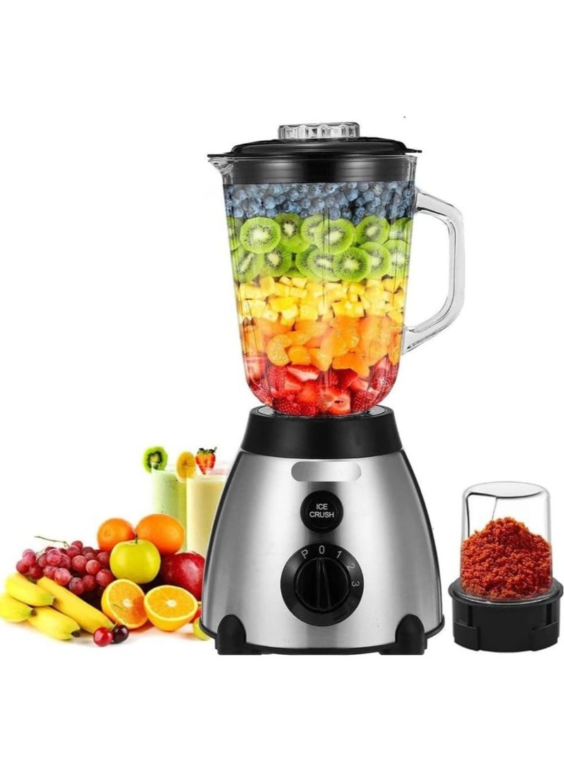 Stainless Steel 2-in-1 Blender, 1.5L PC Jar, KNB6389 2 Speed with Pulse Function Blades Mixer Grinder Smoothies, Blend, Chop, Grind, Silver