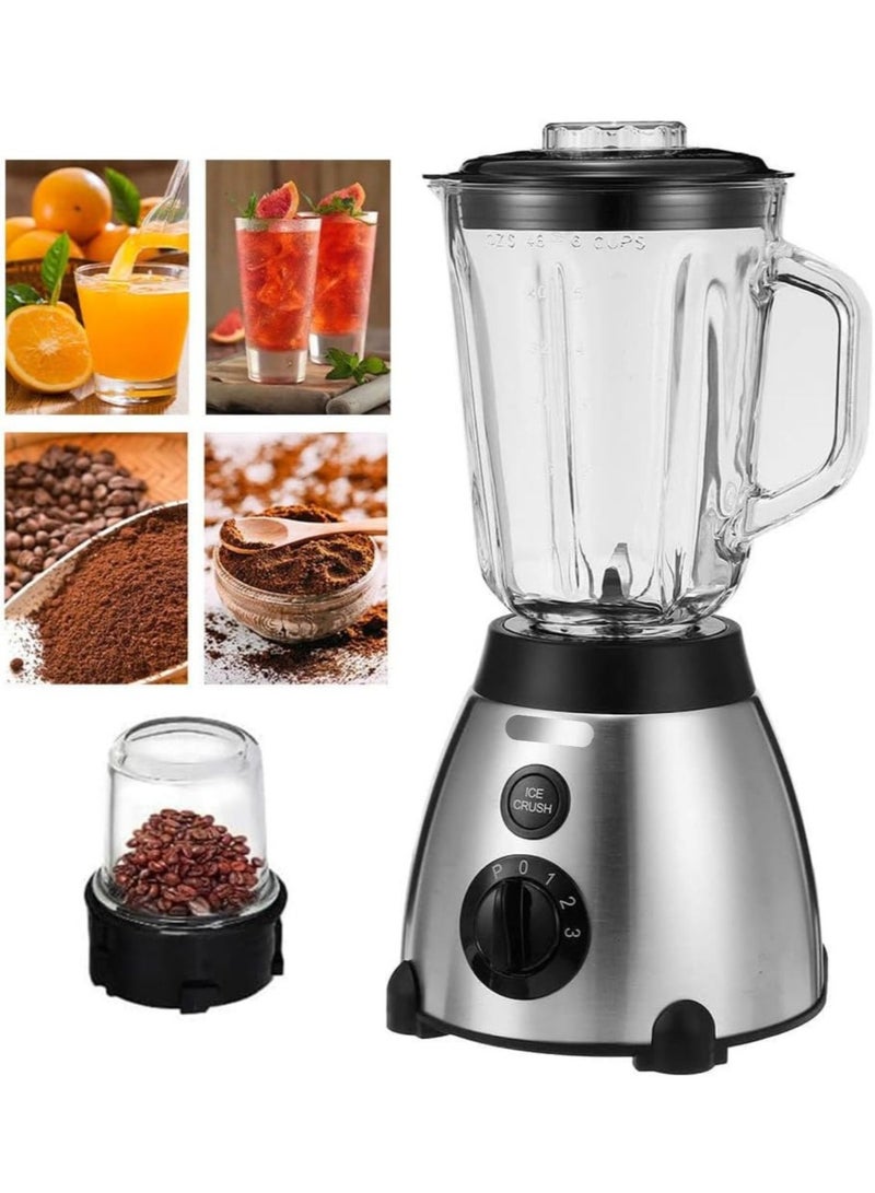 Stainless Steel 2-in-1 Blender, 1.5L PC Jar, KNB6389 2 Speed with Pulse Function Blades Mixer Grinder Smoothies, Blend, Chop, Grind, Silver