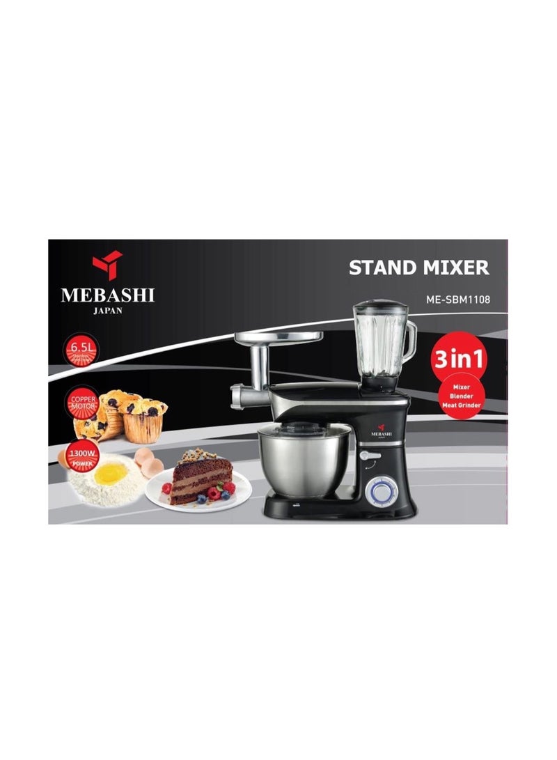 3 In 1 Stand Bowl Mixer 6.5L