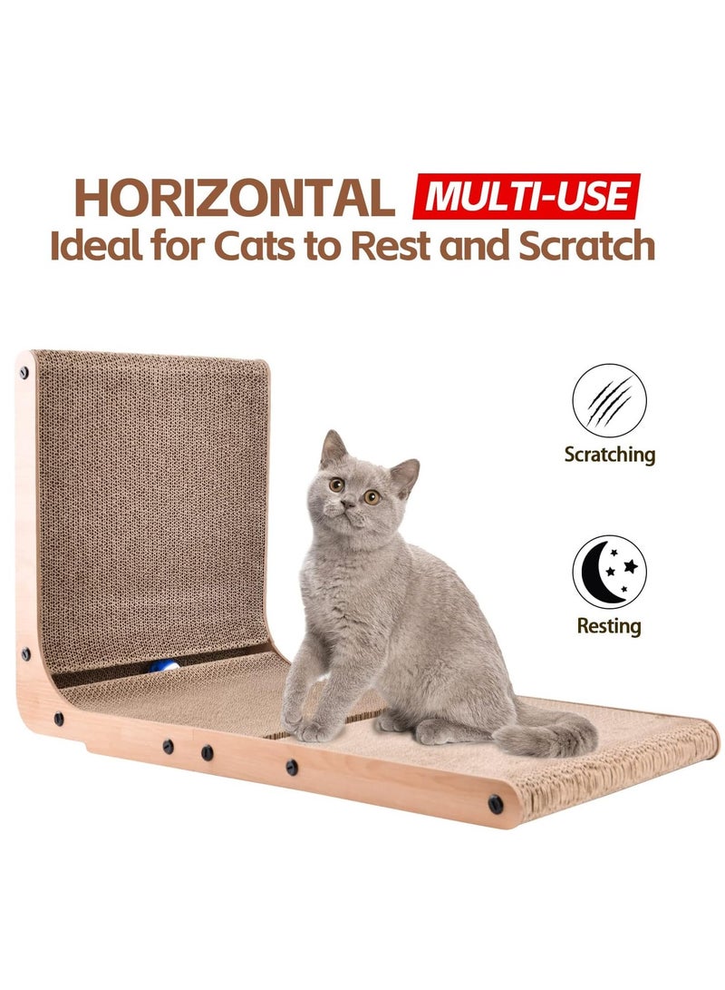 Scratcher Board Toy Scratching Post:Cardboard Cat Scratcher, Vertical Cat Scratching Board, 23.6 Inch L-Shape Cat Scratch Pads with Built-in Catnip Toy Balls, Cat Scratchers for Indoor Cats