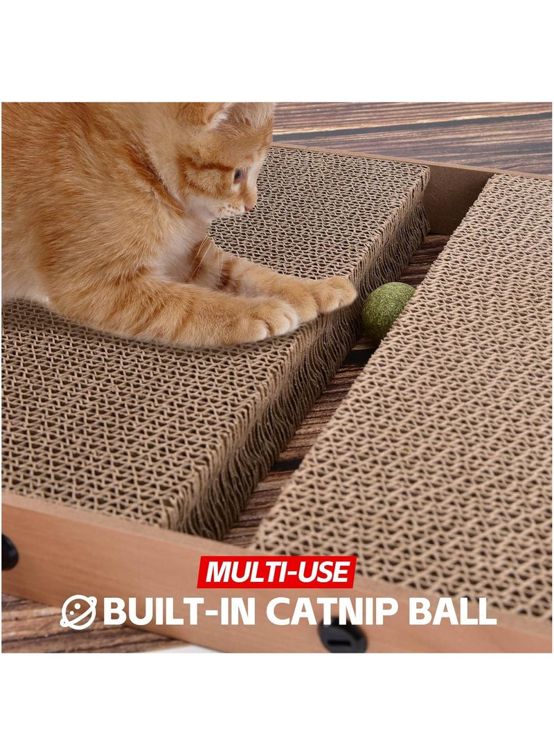 Scratcher Board Toy Scratching Post:Cardboard Cat Scratcher, Vertical Cat Scratching Board, 23.6 Inch L-Shape Cat Scratch Pads with Built-in Catnip Toy Balls, Cat Scratchers for Indoor Cats