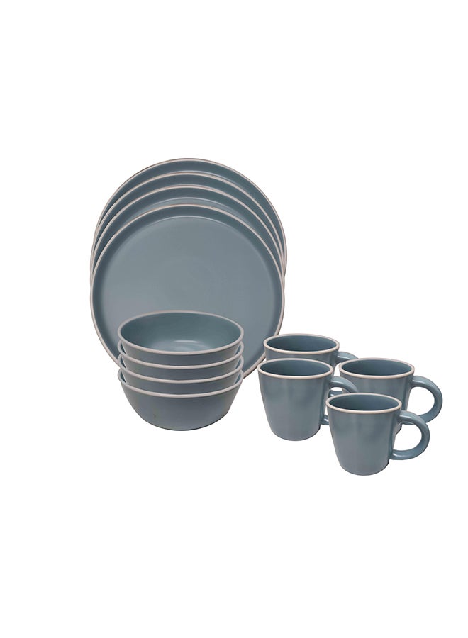 DINNER SET STONEWARE 12 PCS-LIGHT BLUE