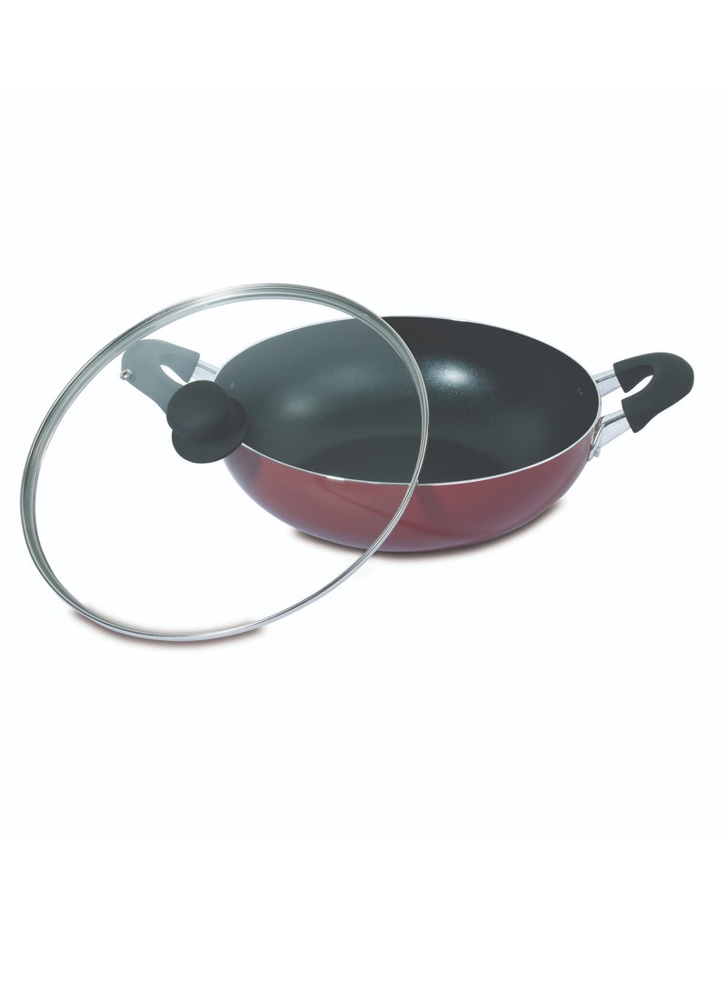 30cm Nonstick Wok Pan with Lid – Scratch Resistant & Versatile Use