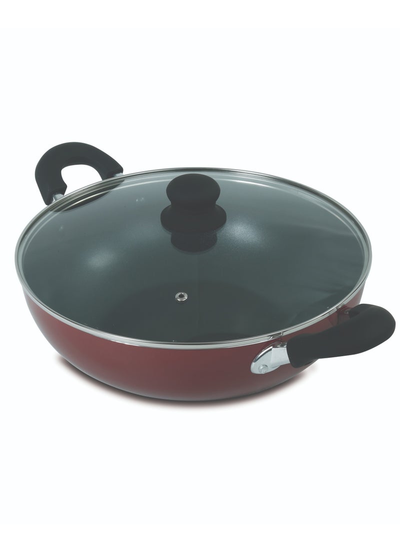 30cm Nonstick Wok Pan with Lid – Scratch Resistant & Versatile Use