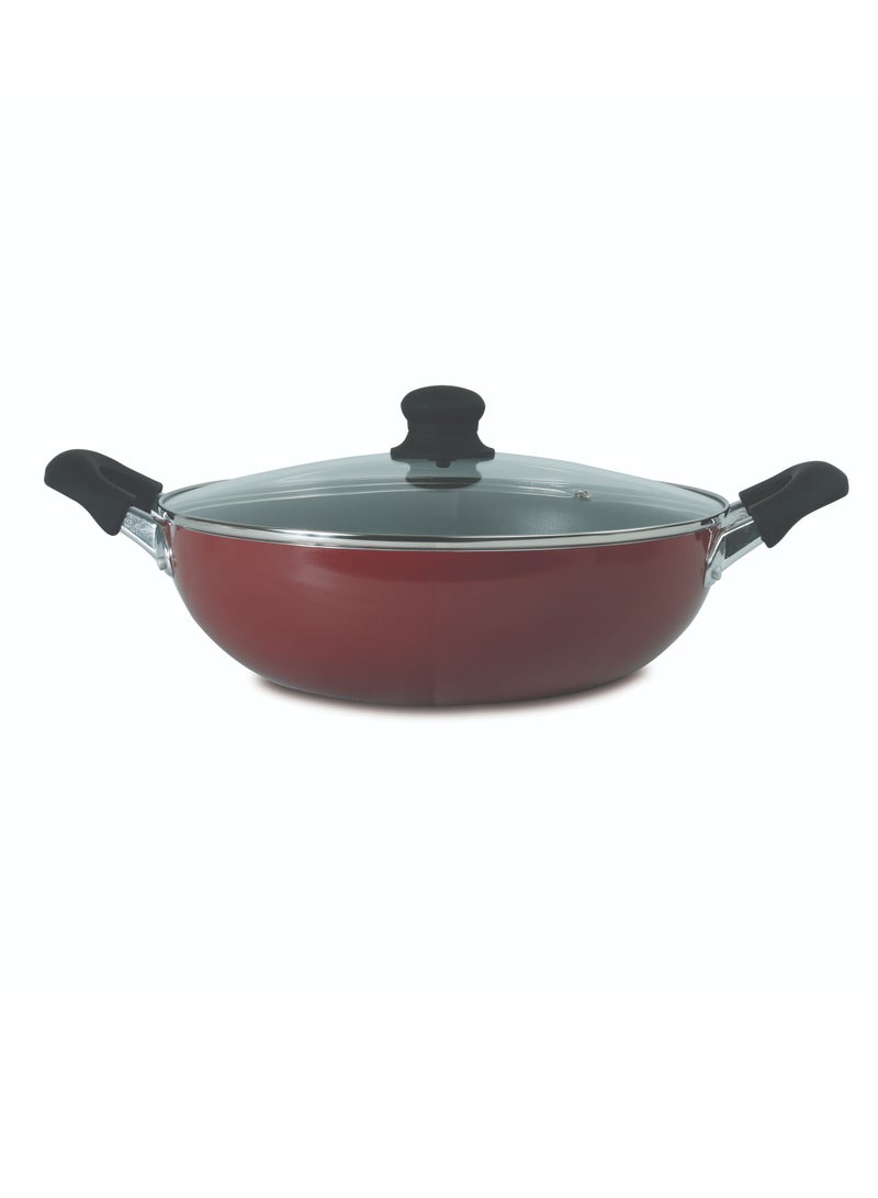 30cm Nonstick Wok Pan with Lid – Scratch Resistant & Versatile Use